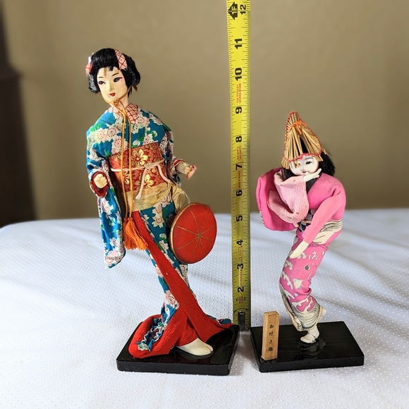 Vintage Japanese Geisha Dolls Sousaku Dancing Set of 2 - Picture 5 of 13